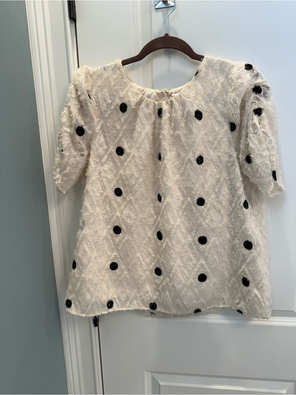 YHML Cream Textured Polka Dot Women's Top M